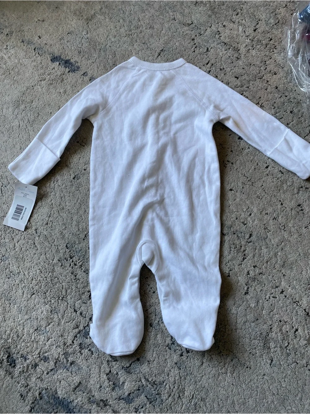 NWT White Long-Sleeve Footed Baby One-Piece Sz 3M